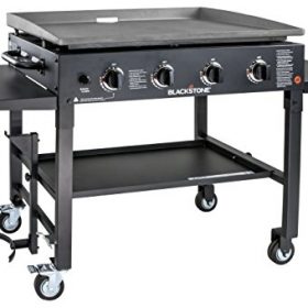 Blackstone 1554 Cooking 4 Burner Flat Top Gas Grill Propane Fuelled Restaurant Grade Professional 36” Outdoor Griddle Station with Side Shelf, 36 Inch, Black