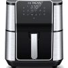 Ultrean Air Fryer, Stainless Steel Air Fryer Combo with Roaster, Toaster, 6 Quart Non-Stick Basket, Digital Touch Screen with 8 Cooking Functions, 50 Recipes, Healthy Cooking, UL Certified