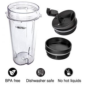 16 oz Cups Set with 2 Seal Lids Single Serve for BL770 BL780 BL660 Professional Blender, Clear Single Serve Cup and Lid (Pack of 2)