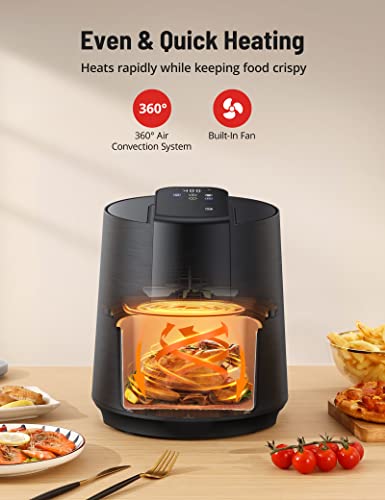 Air Fryer 4 QT Mothers Day Gifts Compact Air Fryers with 100 Recipes Cookbook, 1400W Oil-free Countertop Cooker, One Touch Setting with 11 Cooking Functions