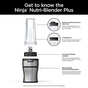 Ninja BN301 Nutri-Blender Plus Compact Personal Blender, 900-Peak-Watt Motor, Silver