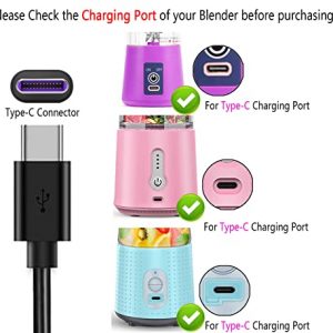Portable Blender Charger Cord, USB Charging Cable Cord Compatible with PopBabies/Supkitdin/Aoozi/Mialoe/OBERLY/blendjet 2 Portable Blender Smoothie Blenders Personal Size Blender (Type-C port)