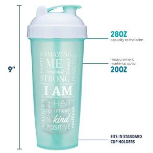 28-Ounce Shaker Bottle with Action-Rod Mixer | Shaker Cups with Motivational Quotes | Protein Shaker Bottle is BPA Free and Dishwasher Safe | Mind Over Matter - Black/Rose - 28oz