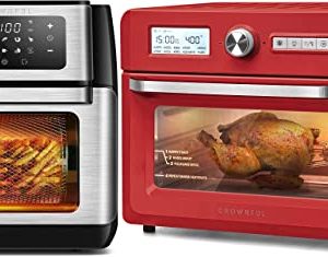 CROWNFUL Air Fryer, 10-in-1 Air Fryer Toaster Oven, 10.6 Quart &19 Quart/18L Air Fryer Toaster Oven, Convection Roaster with Rotisserie & Dehydrator, 10-in-1 Countertop Oven