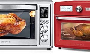 CROWNFUL Air Fryer Toaster Oven, 32 Quart Convection Roaster (Stainless Steel) & 19 Quart/18L Air Fryer Toaster Oven(Red)