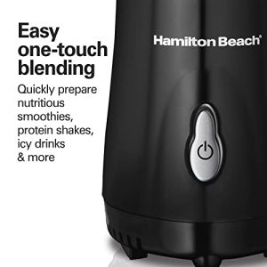 Hamilton Beach Personal Blender for Shakes and Smoothies with 14 Oz Travel Cup and Lid, Black (51101AV)
