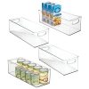 mDesign Plastic Kitchen Organizer - Storage Holder Bin with Handles for Pantry, Cupboard, Cabinet, Fridge/Freezer, Shelves, and Counter - Holds Canned Food, Snacks, Drinks, and Sauces - 4 Pack - Clear