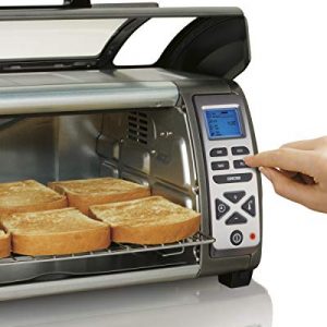 Hamilton Beach Digital Countertop Toaster Oven with Easy Reach Roll-Top Door, 6-Slice, With Bake Pan, Stainless Steel (31128)