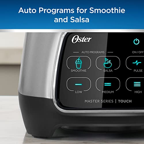 Oster Blender for Kitchen, Smoothies and Salsas with Touchscreen Technology, 800-Watts, 48 oz. Dishwasher-safe Glass Jar, 2 Auto-Programs for Smoothies & Salsas, 3 manual speeds and Pulse