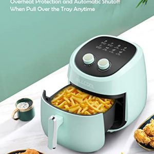 ALLCOOL Air Fryer 4.5 QT Airfryer Classic Timer and Temperature Control Easy to Use with 8 Cooking References Nonstick Tray Suitable for Families of 2–4 Kitchen Gifts Air Fryers Blue