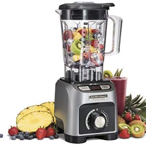 Hamilton Beach Professional Professional 1800W Blender with 64oz BPA Free Jar, LED Timer, 4 Programs & Variable Speed Dial for Puree, Ice Crush, Shakes and Smoothies, Silver (58850)