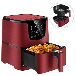Ultima Cosa Air Fryer, 5.8QT Oil Free XL Electric Hot Air Fryers Oven, Programmable 9-in-1 Cooker with Preheat & Dryout,1700W … (5.8QT, Red)