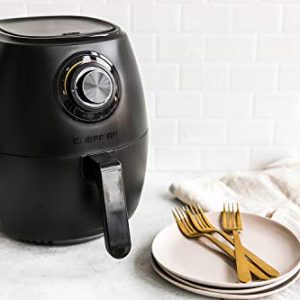 CHEFMAN Small Air Fryer Healthy Cooking, 3.6 Qt, Nonstick, User Friendly and Dual Control Temperature, w/ 60 Minute Timer & Auto Shutoff, Dishwasher Safe Basket, Matte Black, Cookbook Included