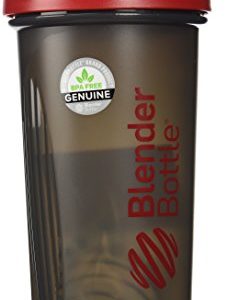 BlenderBottle Full Color Bottles - New Black Translucent Color with Shaker Ball - Red - 28oz