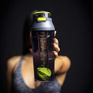 ZULU Boost Tritan Plastic Shaker Bottle with Locking Flip Lid, 28 oz, Grey/Green