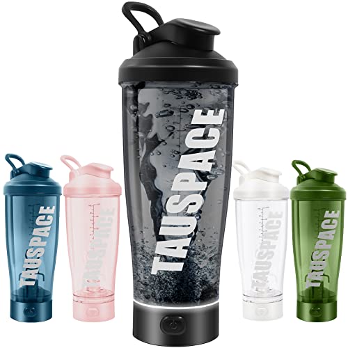 TAUSPACE Electric Protein Shaker Bottle BPA Free-Tritan- Blender Bottles 24 oz Vortex Shaker Bottles for Protein Mixes-Portable USB Rechargeable Mixer Cup for Protein Shakes (Black)