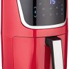 GoWISE USA Electric Mini Air Fryer with Digital Touchscreen + Recipe Book, 1.7-Qt up to 2 Qt Max, Red/Silver