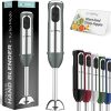 Powerful Immersion Blender, Electric Hand Blender 500 Watt with Turbo Mode, Detachable Base. Handheld Kitchen Blender Stick for Soup, Smoothie, Puree, Baby Food, 304 Stainless Steel Blades (Grey)