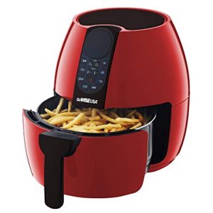 GoWISE USA 5-Quart Air Fryer with 8 Cook Presets + Recipe Book, Red, 5.0-Qt