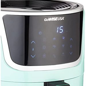 GoWISE USA GW22964 5 Quart Electric Air Fryer with Digital Touchscreen + Recipe Book, 5-Qt, Mint/Silver