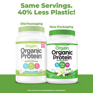 Orgain Organic Plant Based Protein Powder, Vanilla Bean - 21g of Protein, Vegan, Low Net Carbs, Gluten Free, Lactose Free, No Sugar Added, Soy Free, Kosher, Non-GMO, 2.03 Lb