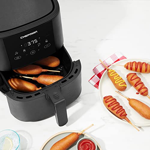 Chefman TurboFry Touch Air Fryer, The Most Compact And Healthy Way To Cook Oil-Free, One-Touch Digital Controls And Shake Reminder For The Perfect Crispy And Low-Calorie Finish, 5 Quart