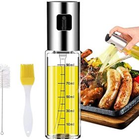 Olive Oil Sprayer for Cooking, Food-Grade Glass Oil Spray Bottle Oil [ Comes with funnel oil brush cleaning brush ] Oil Sprayer Mister for Cooking BBQ, Salad, Frying, Roasting, Baking