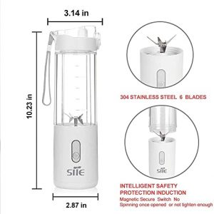 Portable Blender, Shakes and Smoothies Personal Small Blender with Rechargeable Type-C and 6 Blades, Blend Jet 2 Mini Fruit Veggie Juicer Mixer (White)