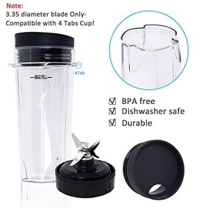 Replacement Parts Compatible with Nutri Ninja, Blender Blade Assembly and 2 Pack Single Serve 16-Ounce Cup Set for BL770 BL780 BL660 Professional Blender