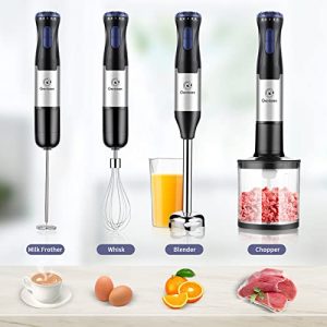 Immersion Blender,Genteen 5-in-1 Handheld Blender-Powerful 1000W Motor Immersion Hand Blender with Stainless Steel Stick Blender,Beaker,Chopper,Whisk and Frother for Baby Food,Smoothie, Sauces,Puree