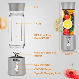 Portable Blender, 17 Oz personal blender for shakes and smoothies,Mini Blender for Home, Sports, Office, Travel and Outdoors, Valentines Day Gifts for Her Him Husband Wife