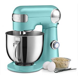 Cuisinart SM-50TQ Precision Master 5.5-Quart 12-Speed Stand Mixer Bowl, Chef's Whisk, Flat Mixing Paddle, Dough Hook, and Splash Guard with Pour Spout, Robin's, One Size, Robbin's Egg