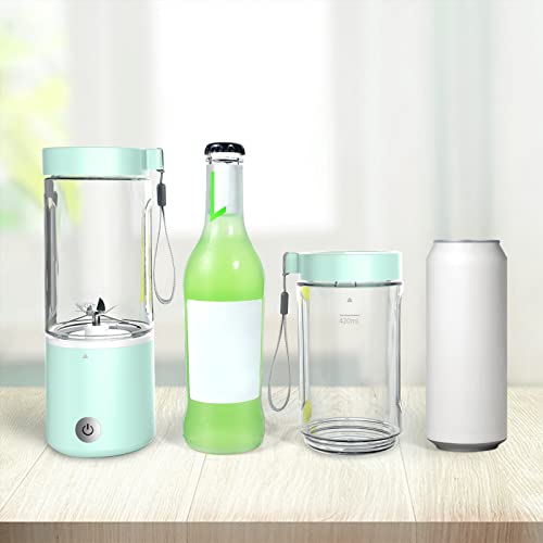 Portable Blender for Shakes and Smoothies APPARETE 420ml Personal Mini Blender Bottles Handheld Smoothie Juicer Cup Makers with 4000mAh Rechargeable & 6 3D Blades for Home Travel Office Sport… (Blue)