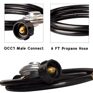 DOZYANT 6 Feet Propane Regulator and Hose with Elbow Adapter for Blackstone 17 inch and 22 inch Table Top Griddle, Replacement Parts Connect to Large 20 Propane Tank