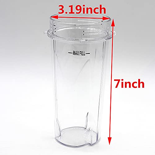 Anbige Replacement Parts for Ninja Blender, 16oz Cup with Lid Compatible with Ninja BL770 BL660 BL810 QB3000 All Pro 4 Tab Blenders (2 cups + 2 sip&seal lids)
