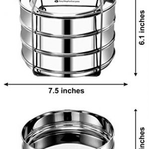 EasyShopForEveryone Stackable Stainless Steel Steamer Insert Pans with 2 Lids, Cook 3 Dishes at a time, Pressure Cooker Accessories, Pot in Pot Cooking, Lasagna Pans - Compatible with 6qt Instant Pot