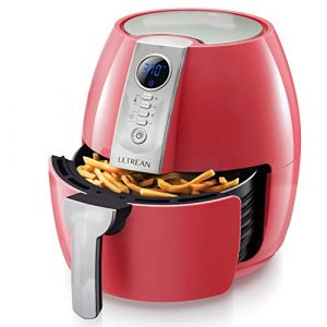 Ultrean Air Fryer, 4.2 Quart (4 Liter) Electric Hot Air Fryers Oven Oilless Cooker with LCD Digital Screen and Nonstick Frying Pot, UL Certified, 1-Year Warranty, 1500W (4L, Red)