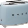 Smeg TSF01PBUS 50's Retro Style Aesthetic 2 Slice Toaster, Pastel Blue