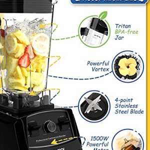 CRANDDI Professional Blender,1500 Watt Commercial Blenders for Kitchen with 70oz BPA-Free Pitcher and Self-Cleaning, Countertop Blenders for Shakes and Smoothies, Build-in Pulse, YL-010-B