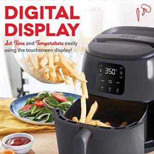 Dash Tasti-Crisp™ Digital Air Fryer with AirCrisp® Technology, Custom Presets, Temperature Control, and Auto Shut Off Feature, 2.6 Quart - Cool Grey