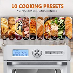 CROWNFUL 19 Quart Air Fryer Toaster Oven, Convection Roaster with Rotisserie & Dehydrator, 10-in-1 Countertop Oven, Original Recipe and 8 Accessories Included, UL Listed (White)