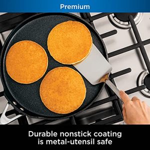 Ninja C30630 Foodi NeverStick Premium 12-Inch Round Griddle Pan, Hard-Anodized, Nonstick, Durable & Oven Safe to 500°F, Slate Grey