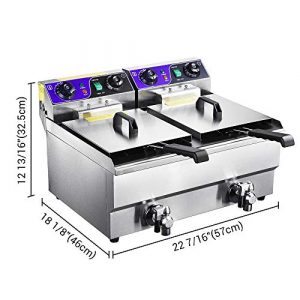 WeChef Commercial Dual Tanks Electric Deep Fryer with Basket Timers Drains Reset Button French Fry Restaurant 23.4L