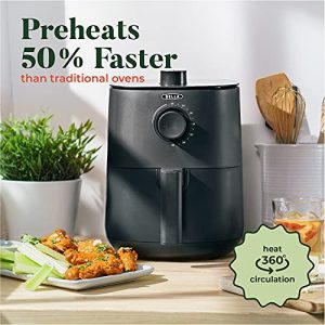 BELLA 2.9QT Manual Air Fryer, No Pre-Heat Needed, No-Oil Frying, Fast Healthy Evenly Cooked Meal Every Time, Removeable Dishwasher Safe Non Stick Pan and Crisping Tray for Easy Clean Up, Matte Black