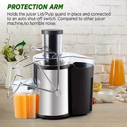 CHULUX Juicer Machine, Centrifugal Juice Extractor Maker with Recipe Book, Wide Mouth Juicing Machine, High Juice Yield, BPA-Free, Easy to Clean, for Fruits and Veggies