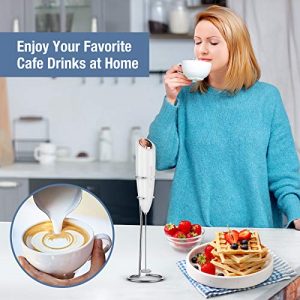 SIMPLETaste Milk Frother Handheld Battery Operated Electric Foam Maker, Drink Mixer with Stainless Steel Whisk and Stand for Cappuccino, Bulletproof Coffee, Latte