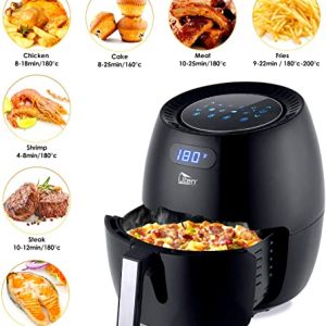 Air Fryer 6.9QT/6.5L, Uten 1700W High-power 8 in 1 Deep Frying Mode, Rapid Heating up, Non-Stick Oven, Oilless Cooking, Fast Heat up/Time Control, LED Digital Touchscreen, Black