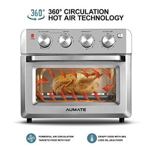 AUMATE Countertop Convection Oven, 7-in-1 Toaster Oven Air Fryer Combo, 19 QT Toaster Oven Countertop, Oilless Knob Control Pizza Oven with Timer, Fits 10