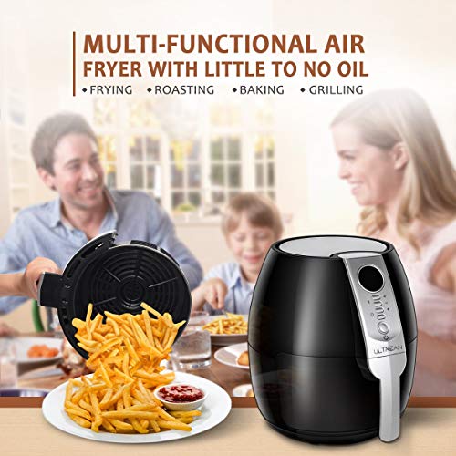 Ultrean Air Fryer, 4.2 Quart (4 Liter) Electric Hot Air Fryers Oven Oilless Cooker with LCD Digital Screen and Easily Detachable Frying Pot, ETL/UL Certified,1-Year Warranty,1500W (Black) (Renewed)