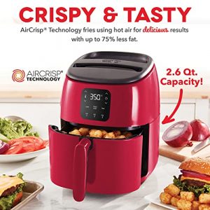 Dash Tasti-Crisp™ Digital Air Fryer with AirCrisp® Technology, Custom Presets, Temperature Control, and Auto Shut Off Feature, 2.6 Quart - Red